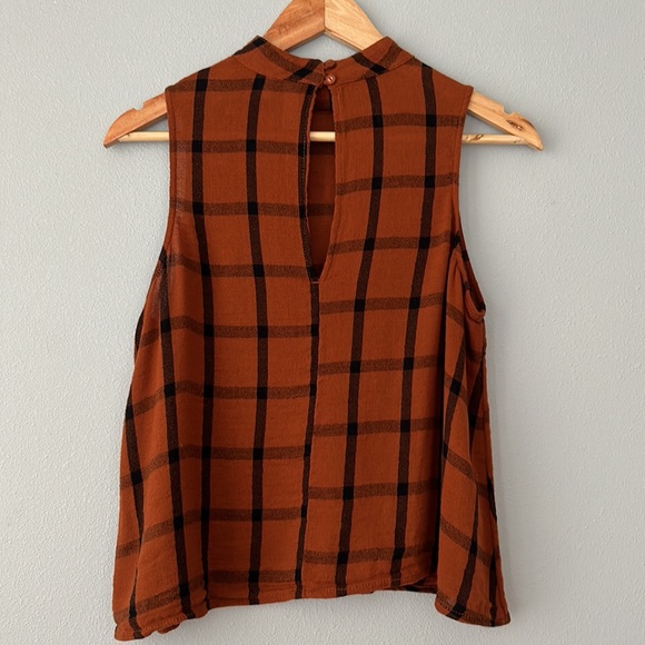BP. • Terracotta Brown & Black Buffalo Check Mock Neck Sleeveless Top Size XS - Picture 11 of 12